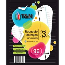 REPUESTO DE HOJAS N°3 T&N 96 HOJAS RAYADAS
