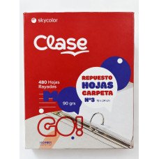 REPUESTO DE HOJAS N°3 CLASE SKYCOLOR 480 HOJAS RAYADAS